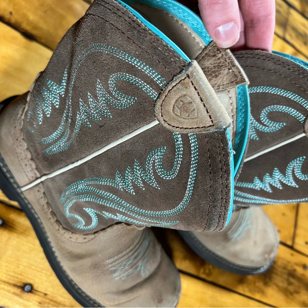 Ariat Fatbaby Womens 8.5B Brown Suede Leather Cowboy Western Boots Ranch Rodeo - Picture 5 of 12